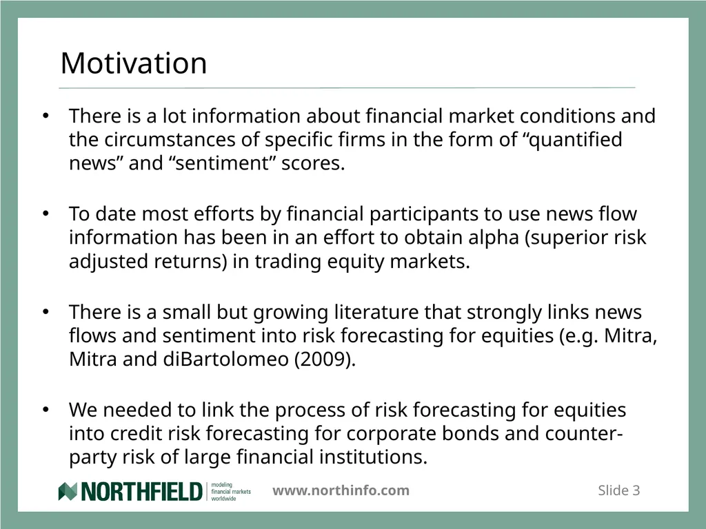Credit and Counterparty Risk Systems That Read Dan - slide 3 of 33