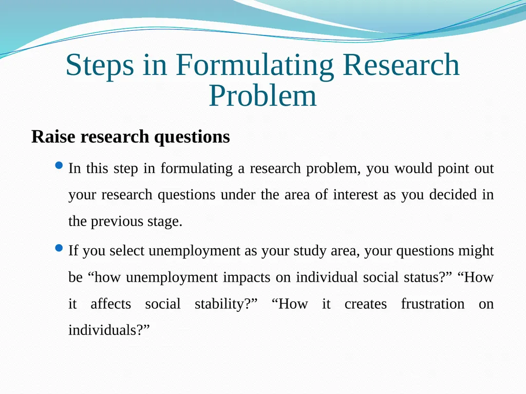 Research Problem Formulation Research Problem A - slide 10 of 27