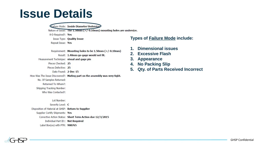 Supplier Training – PTR Problem Solving P T R - slide 9 of 46