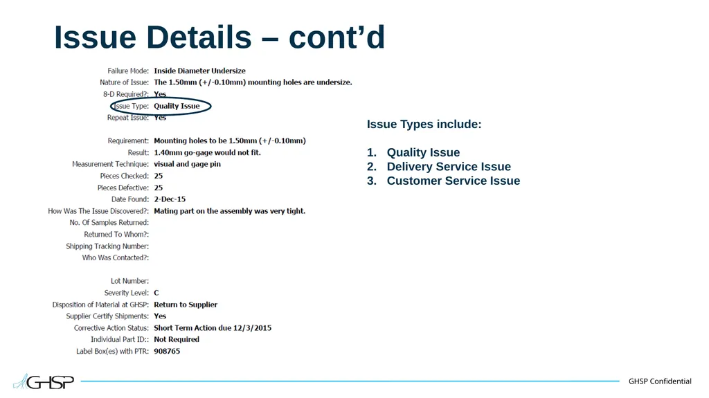 Supplier Training – PTR Problem Solving P T R - slide 12 of 46