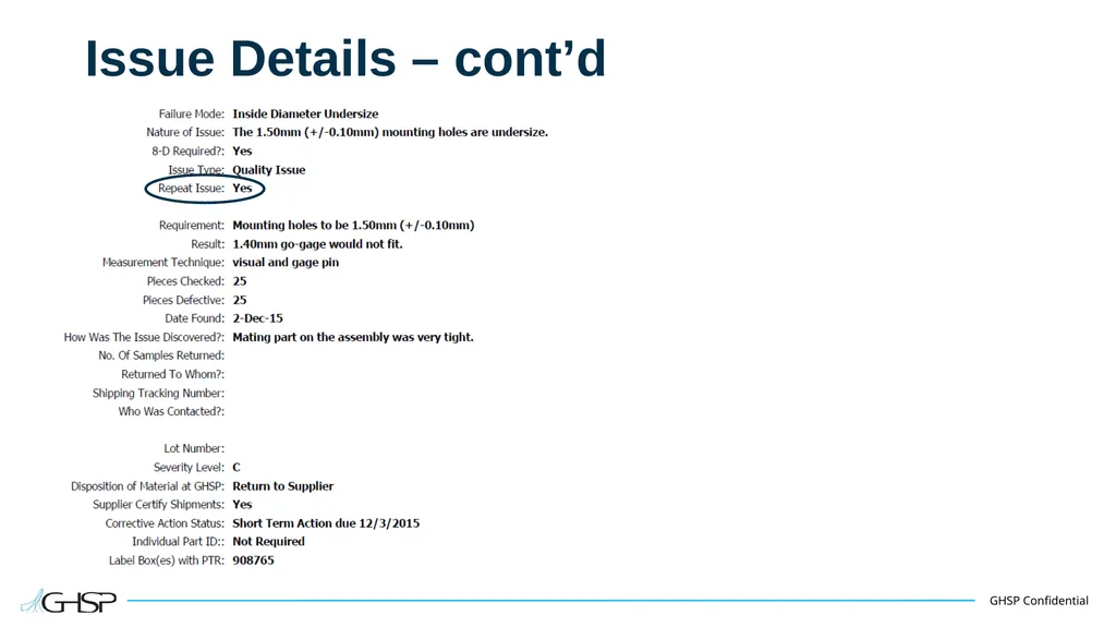 Supplier Training – PTR Problem Solving P T R - slide 13 of 46