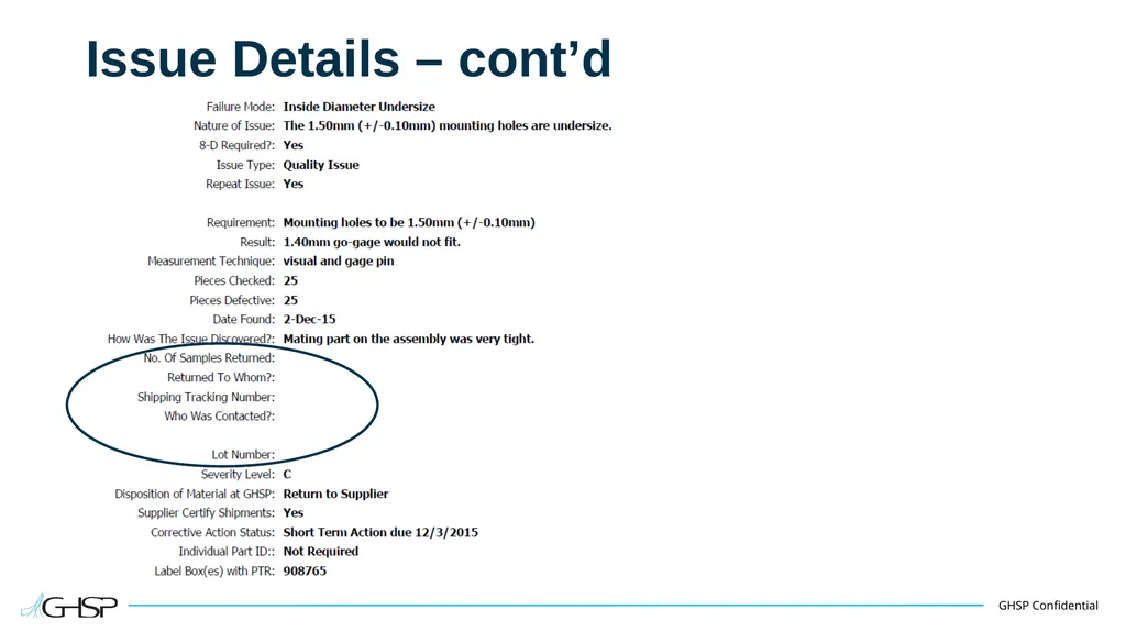 Supplier Training – PTR Problem Solving P T R - slide 15 of 46