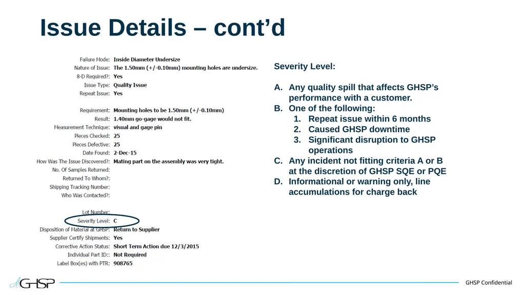 Supplier Training – PTR Problem Solving P T R - slide 16 of 46