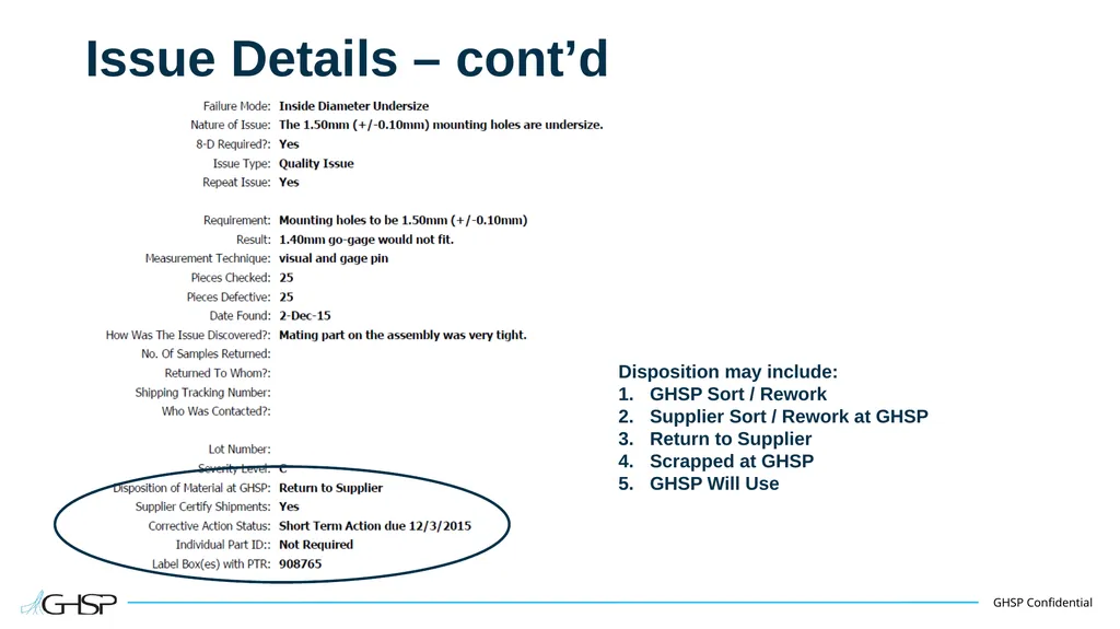 Supplier Training – PTR Problem Solving P T R - slide 18 of 46