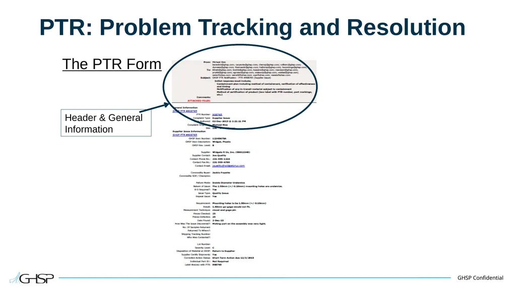 Supplier Training – PTR Problem Solving P T R - slide 5 of 46