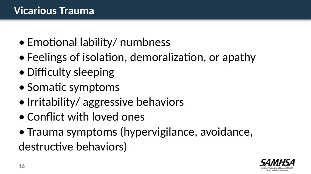 Stress, Trauma, and Resilience: A Focus on the - slide 16 of 17