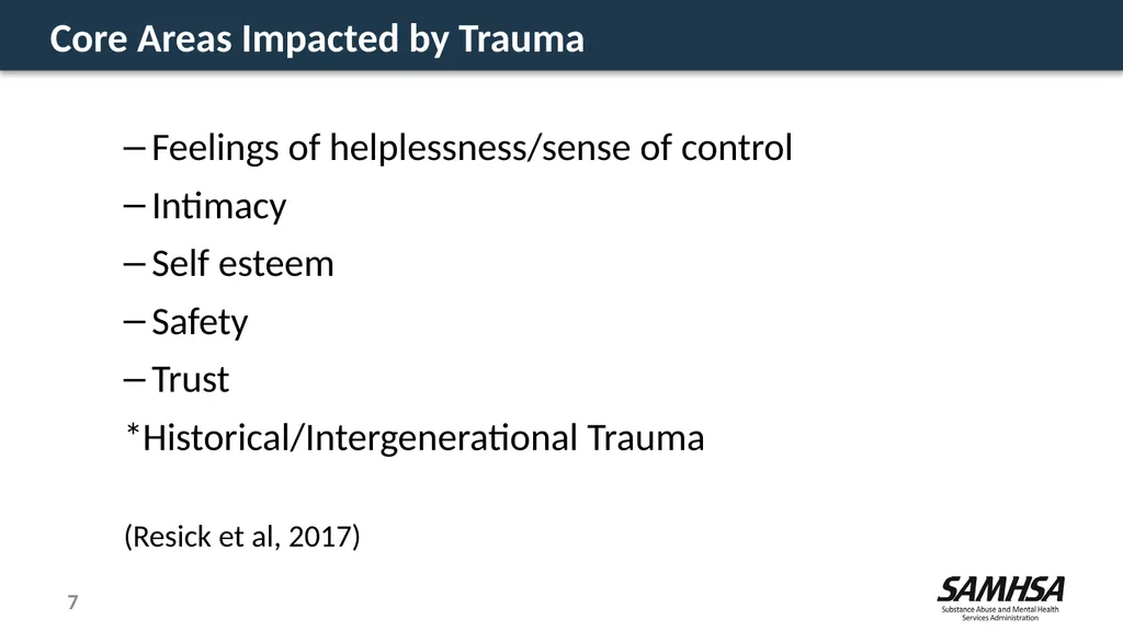 Stress, Trauma, and Resilience: A Focus on the - slide 7 of 17