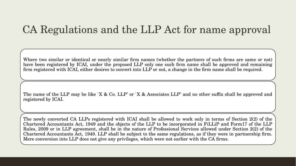 CONVERSION OF CA FIRMS INTO LLP Prepared by CA K - slide 29 of 47