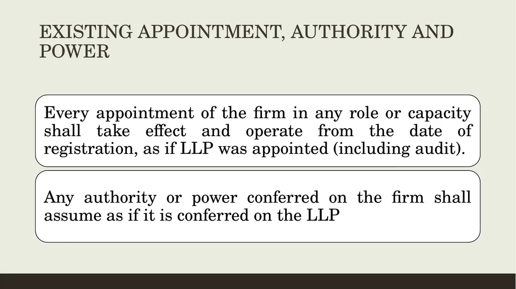 CONVERSION OF CA FIRMS INTO LLP Prepared by CA K - slide 22 of 47