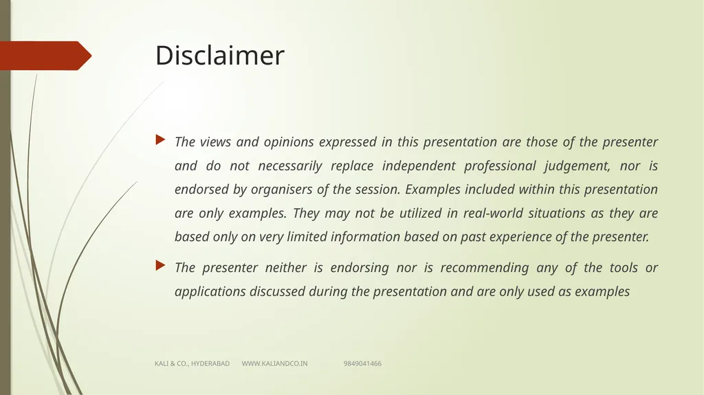 CA MV KALI PRASAD FCA Sr Partner KALI & Co., - slide 3 of 25