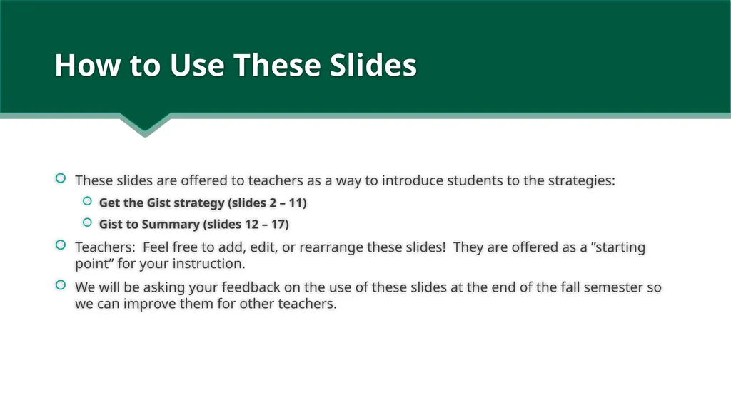 How to Use These Slides These slides are offered - slide 1 of 17