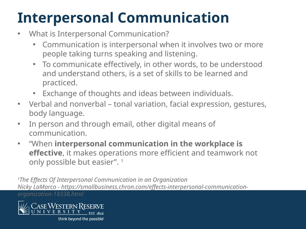 Interpersonal Communications in the Workplace - slide 2 of 10