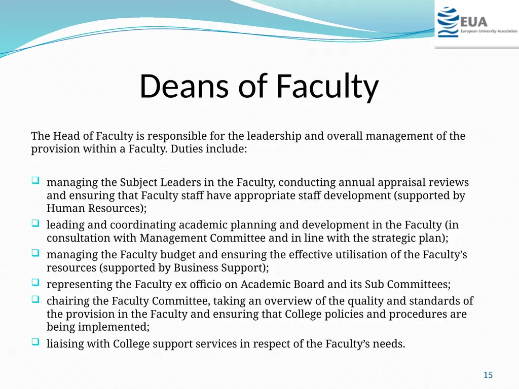 FACULTY and DEPARTMENTAL STRUCTURES: WHAT DRIVES - slide 15 of 21