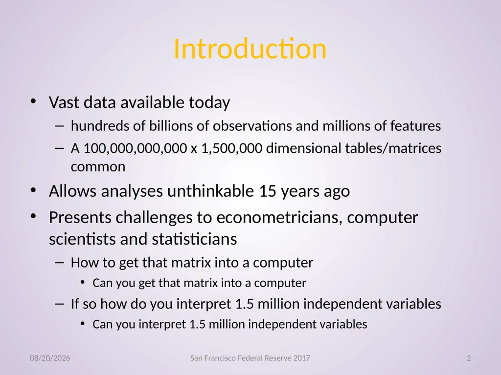 Econometrics, Machine Learning Gregory M Duncan - slide 2 of 51