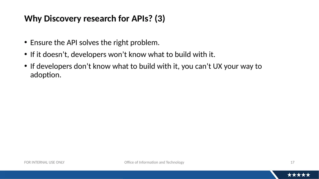 Discovery Research For APIs: Why And How Andrew - slide 17 of 36
