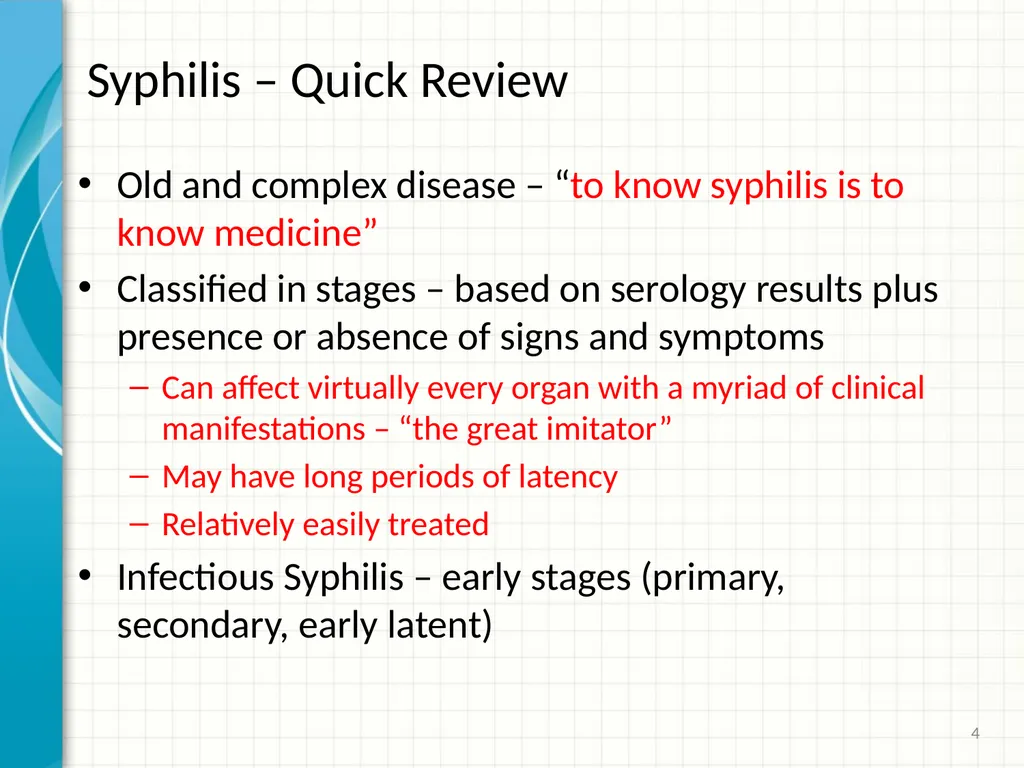 Part 2 Syphilis Testing: Selection and - slide 4 of 56