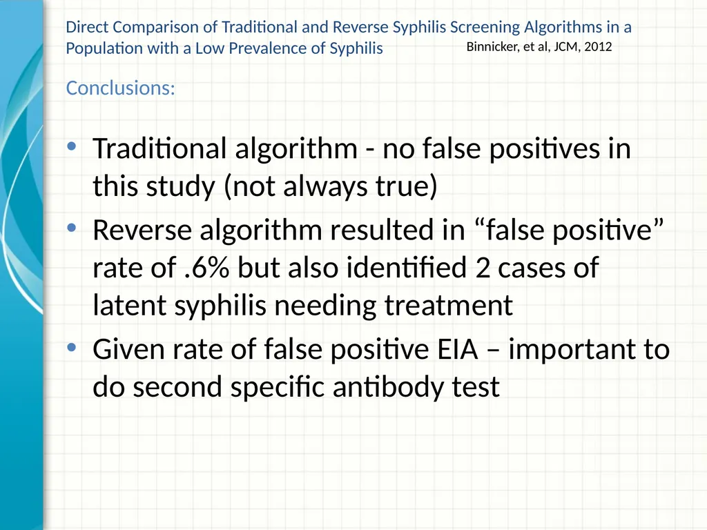 Part 2 Syphilis Testing: Selection and - slide 40 of 56