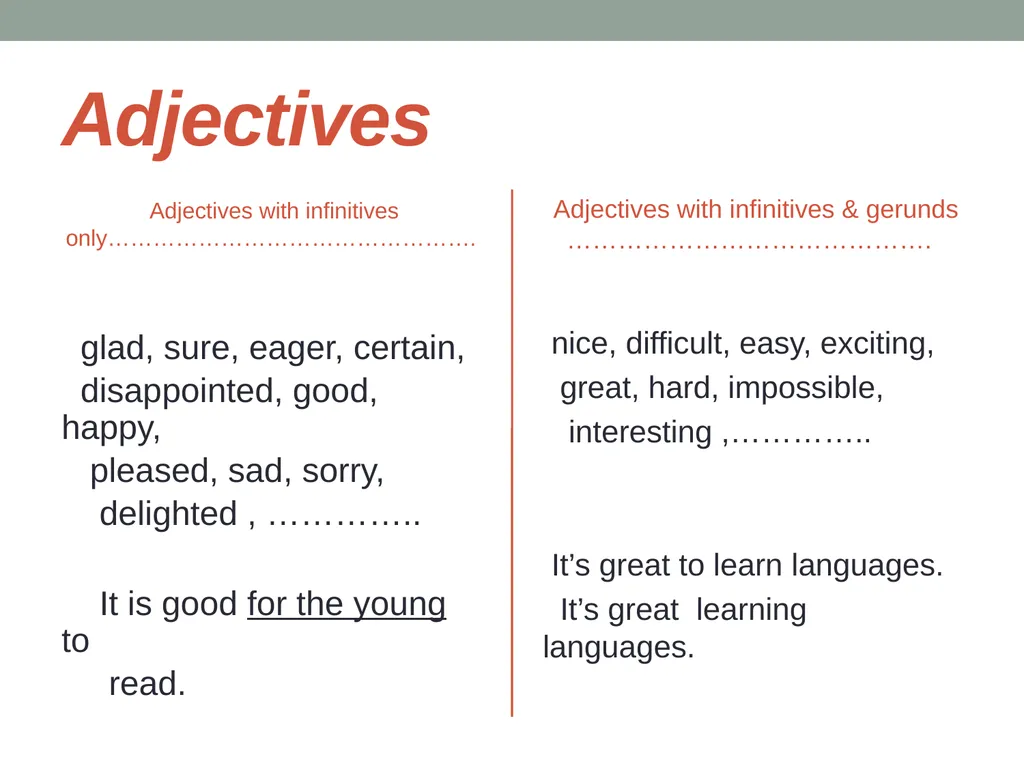 Infinitives & Gerunds Infinitives can be defined - slide 12 of 15