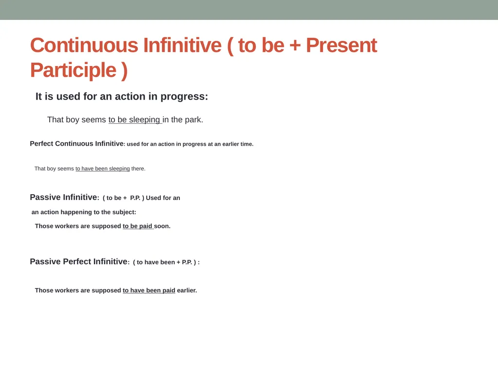 Infinitives & Gerunds Infinitives can be defined - slide 6 of 15