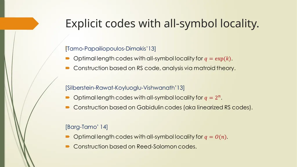 Coding for Modern Distributed Storage Systems: - slide 20 of 23