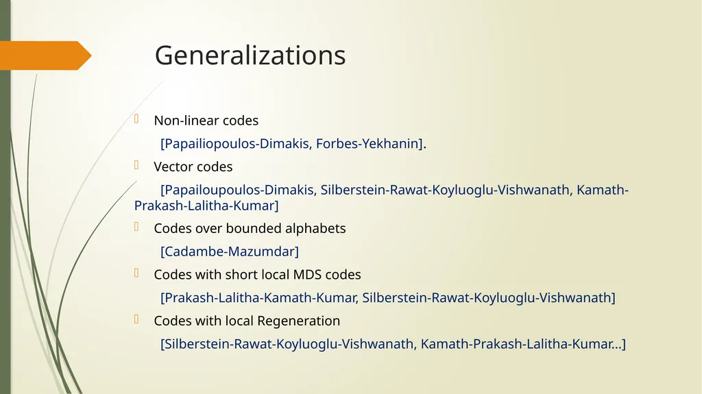 Coding for Modern Distributed Storage Systems: - slide 22 of 23