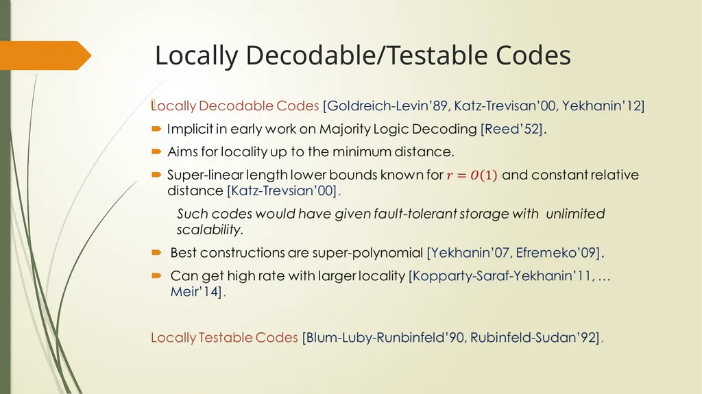 Coding for Modern Distributed Storage Systems: - slide 13 of 23