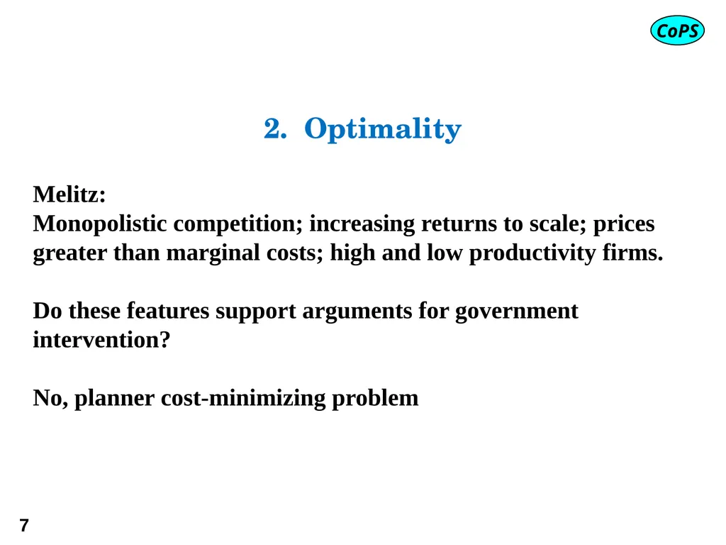 Modern trade theory for CGE modelling: the - slide 7 of 24