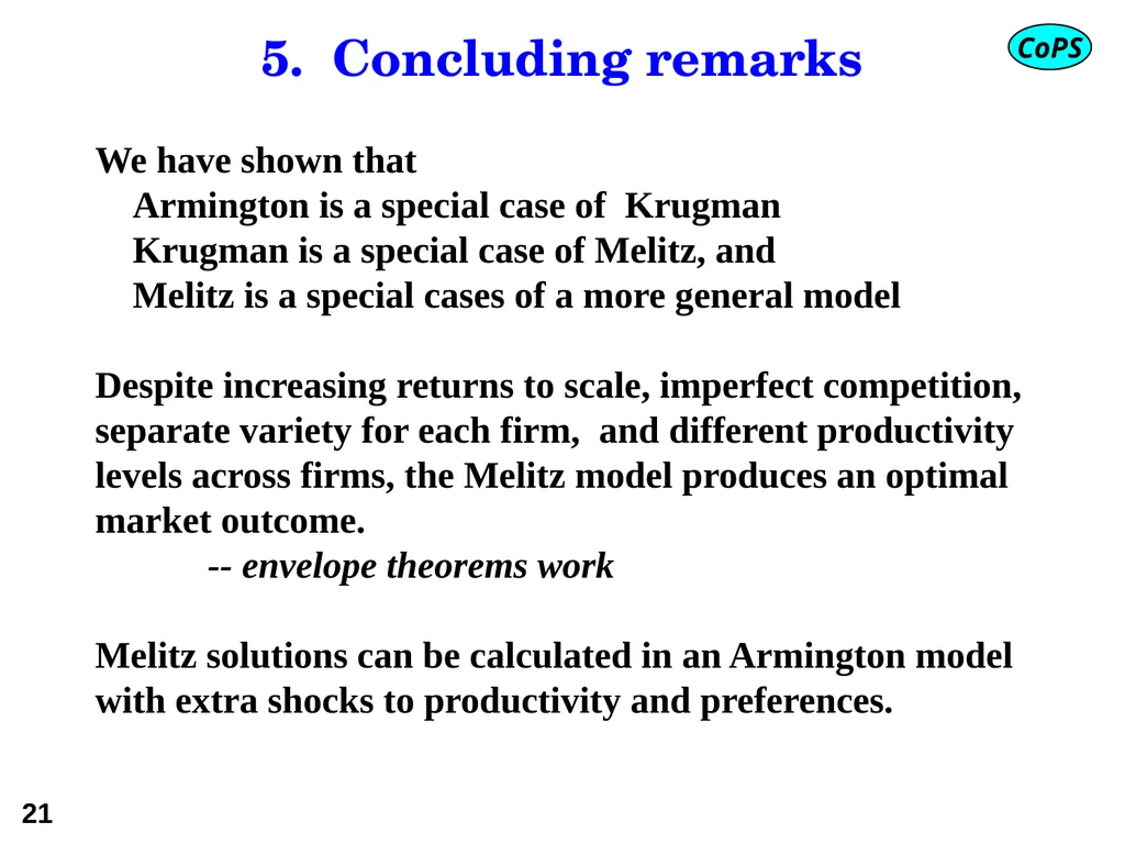 Modern trade theory for CGE modelling: the - slide 21 of 24