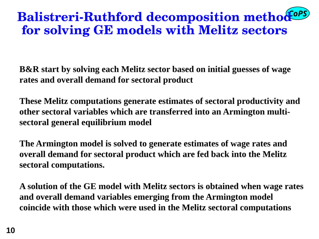 Modern trade theory for CGE modelling: the - slide 10 of 24