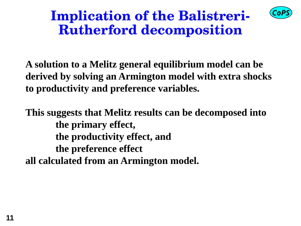 Modern trade theory for CGE modelling: the - slide 11 of 24