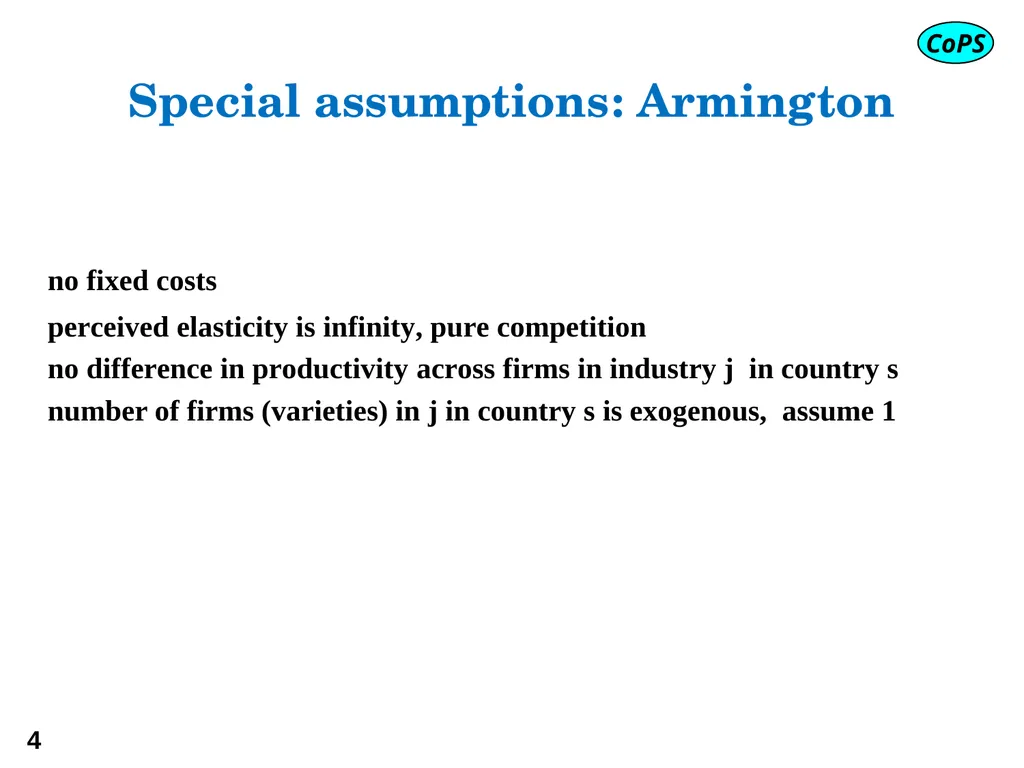 Modern trade theory for CGE modelling: the - slide 4 of 24