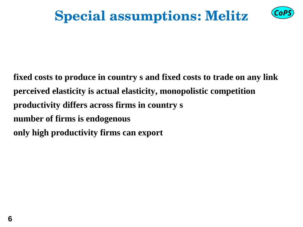 Modern trade theory for CGE modelling: the - slide 6 of 24