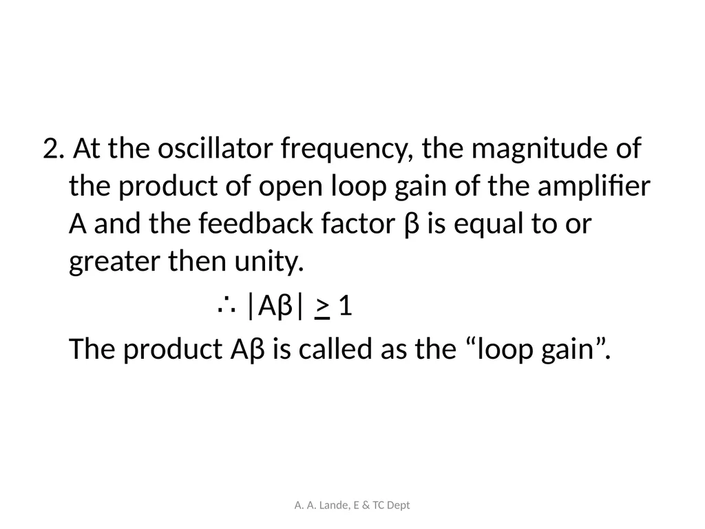 ANALOG CIRCUITS A. A. Lande, E & TC Dept Course - slide 93 of 96