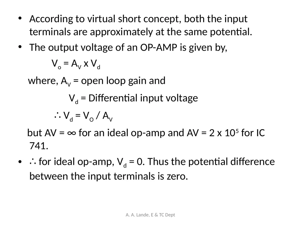 ANALOG CIRCUITS A. A. Lande, E & TC Dept Course - slide 23 of 96