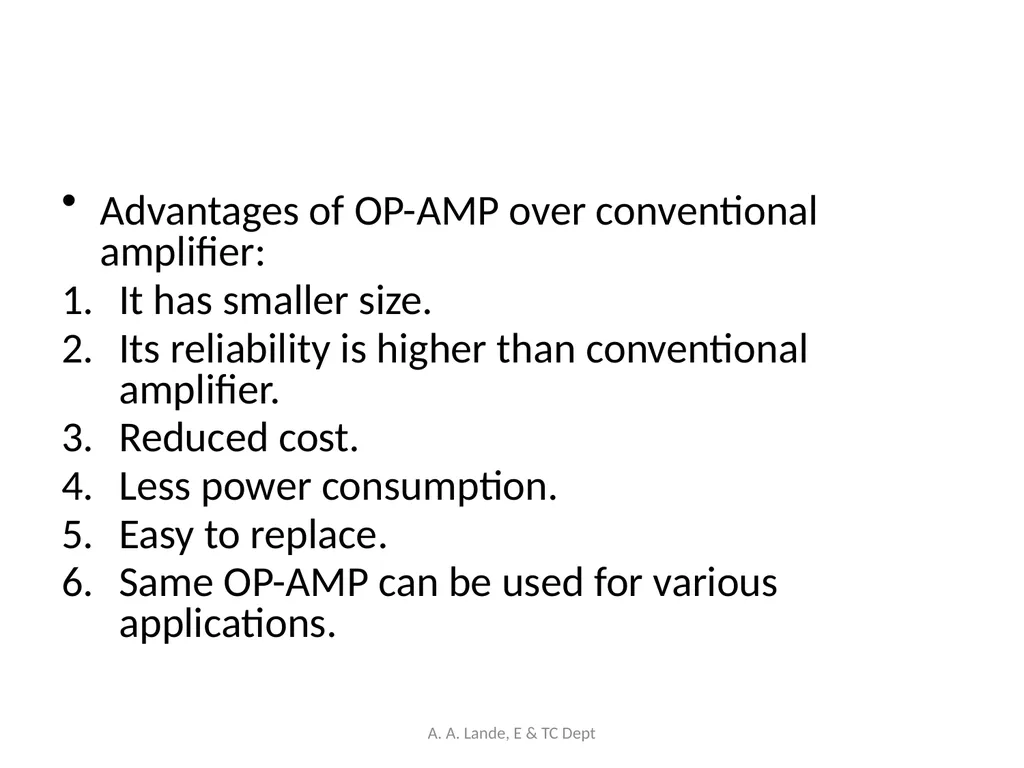 ANALOG CIRCUITS A. A. Lande, E & TC Dept Course - slide 7 of 96