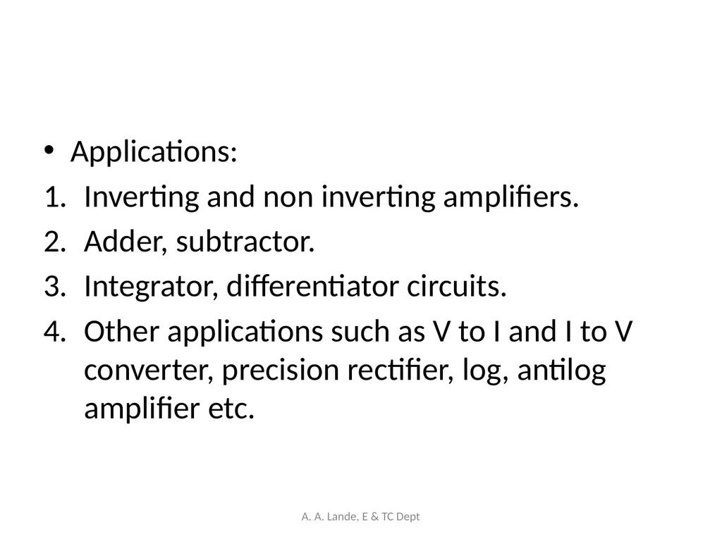 ANALOG CIRCUITS A. A. Lande, E & TC Dept Course - slide 21 of 96