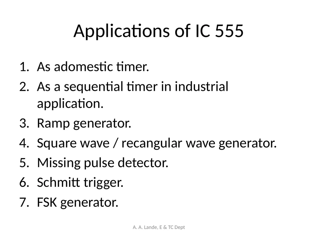 ANALOG CIRCUITS A. A. Lande, E & TC Dept Course - slide 85 of 96