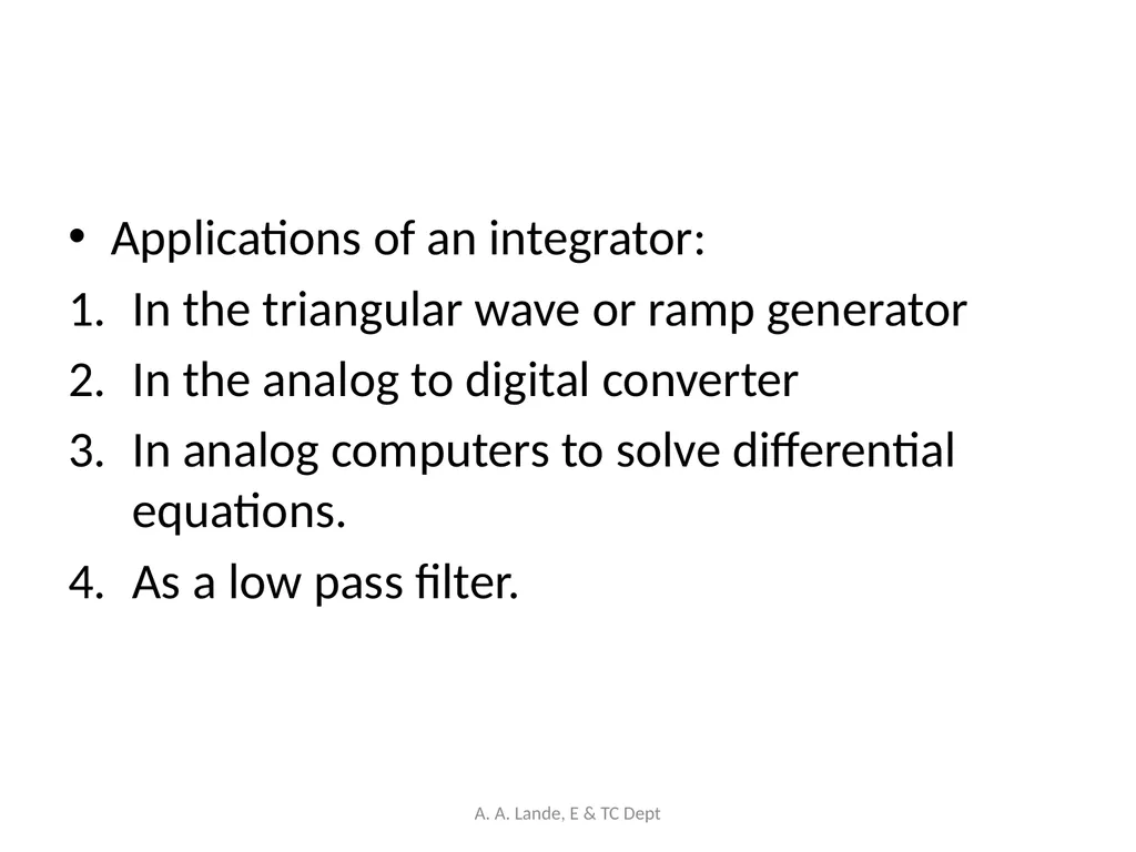 ANALOG CIRCUITS A. A. Lande, E & TC Dept Course - slide 48 of 96