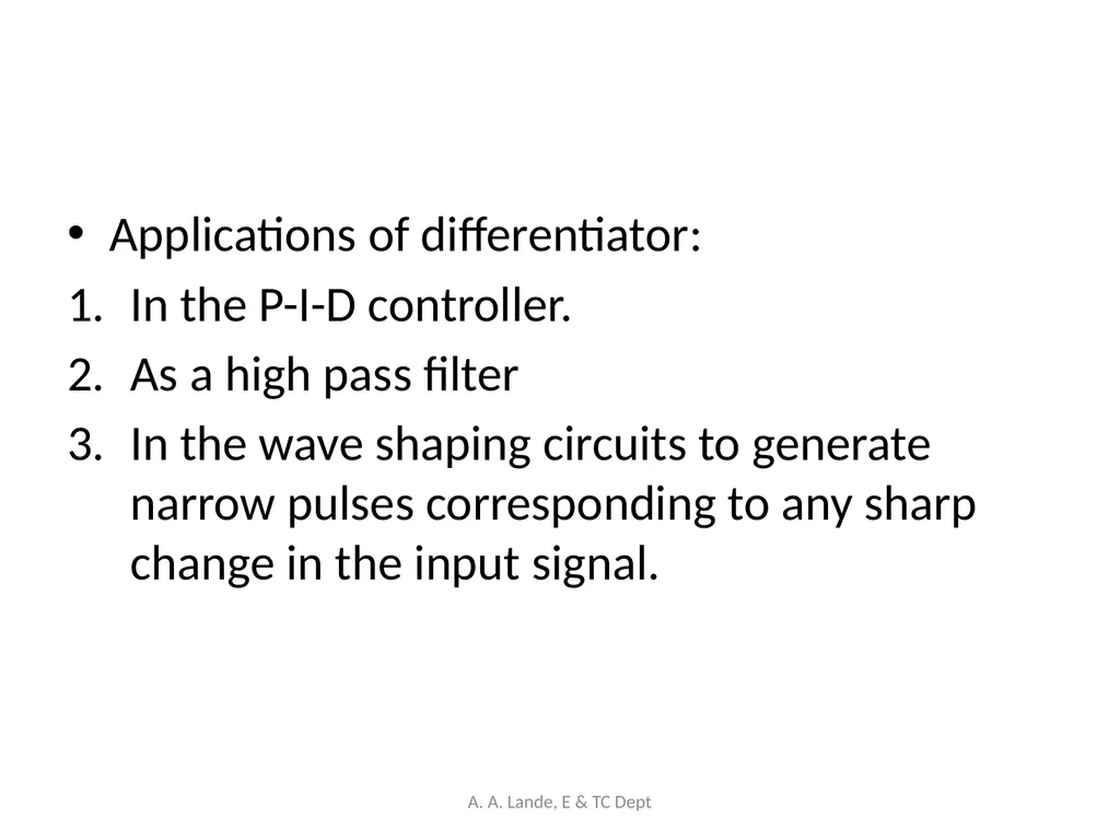 ANALOG CIRCUITS A. A. Lande, E & TC Dept Course - slide 52 of 96