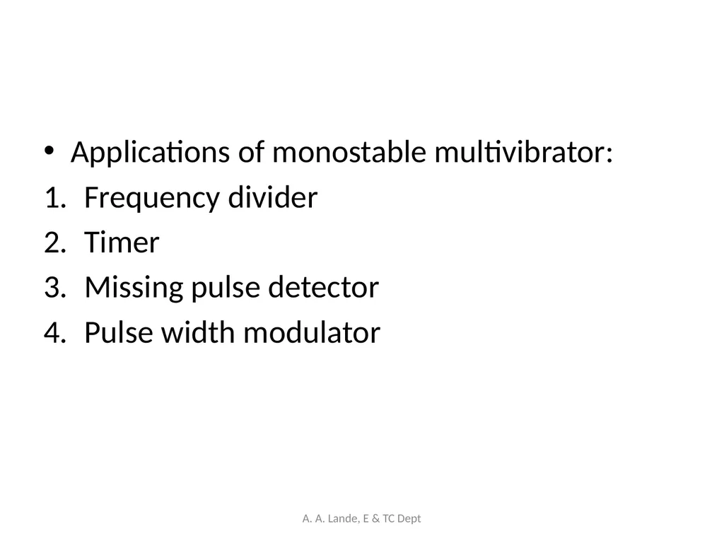 ANALOG CIRCUITS A. A. Lande, E & TC Dept Course - slide 81 of 96