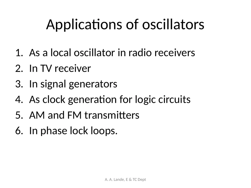 ANALOG CIRCUITS A. A. Lande, E & TC Dept Course - slide 96 of 96