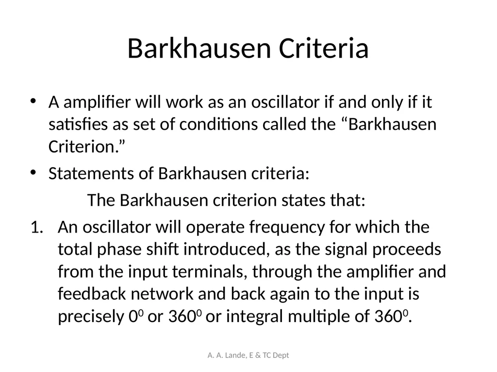 ANALOG CIRCUITS A. A. Lande, E & TC Dept Course - slide 92 of 96