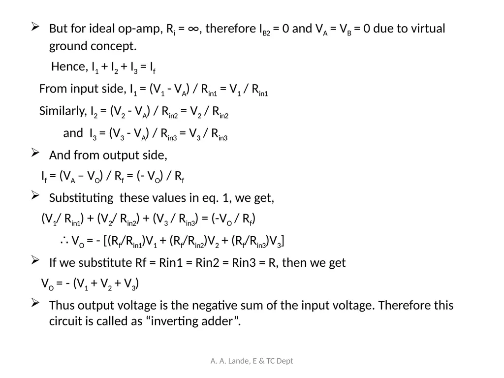 ANALOG CIRCUITS A. A. Lande, E & TC Dept Course - slide 37 of 96