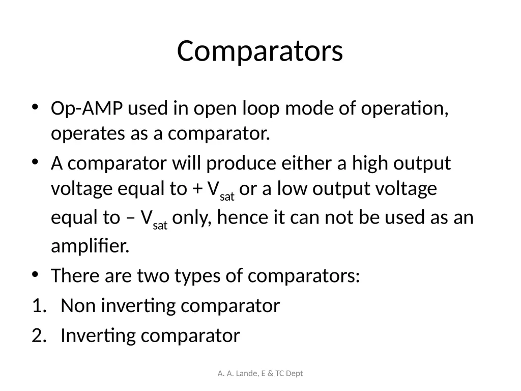ANALOG CIRCUITS A. A. Lande, E & TC Dept Course - slide 59 of 96
