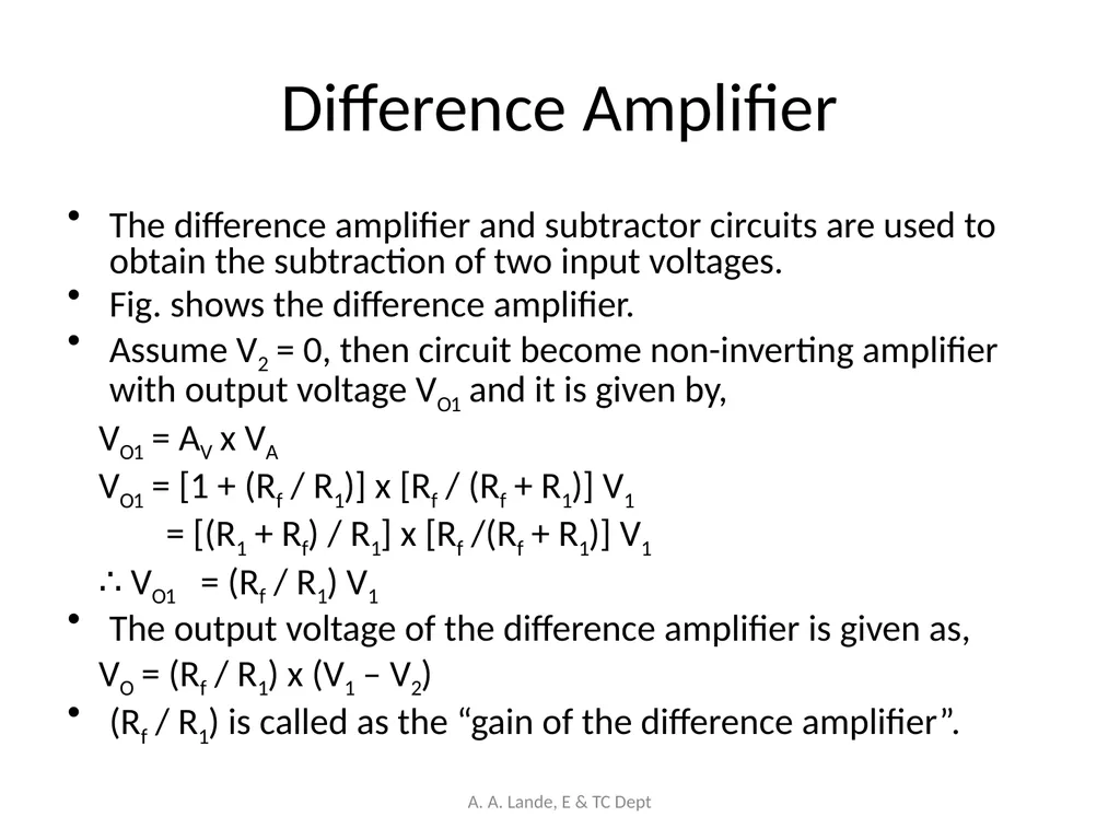 ANALOG CIRCUITS A. A. Lande, E & TC Dept Course - slide 41 of 96