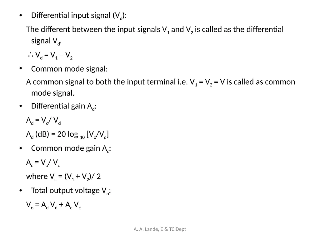 ANALOG CIRCUITS A. A. Lande, E & TC Dept Course - slide 10 of 96