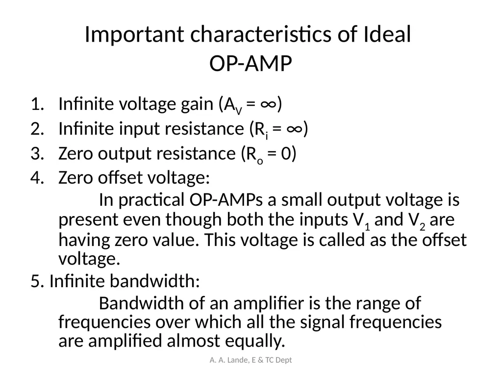 ANALOG CIRCUITS A. A. Lande, E & TC Dept Course - slide 12 of 96