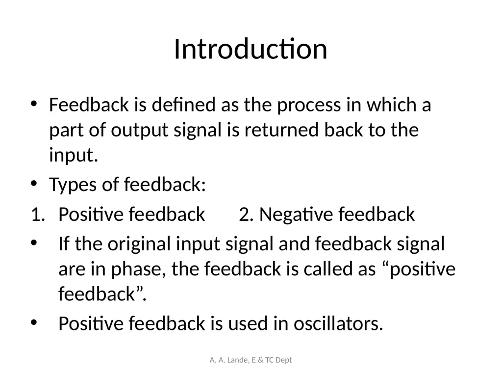 ANALOG CIRCUITS A. A. Lande, E & TC Dept Course - slide 87 of 96