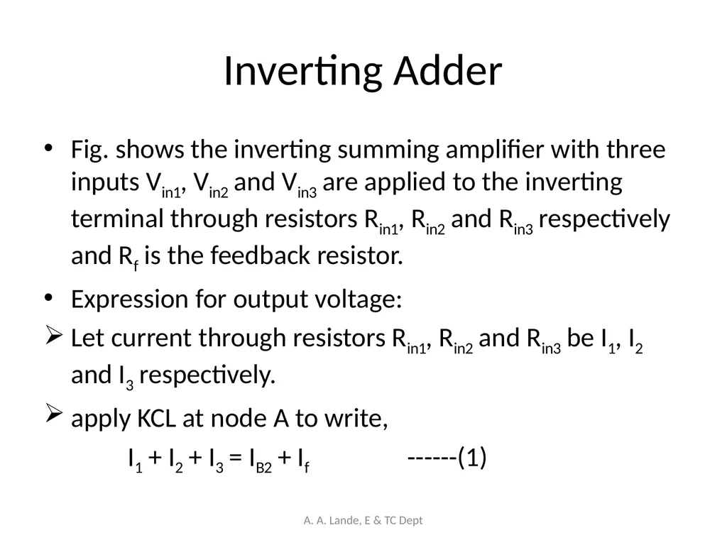 ANALOG CIRCUITS A. A. Lande, E & TC Dept Course - slide 36 of 96
