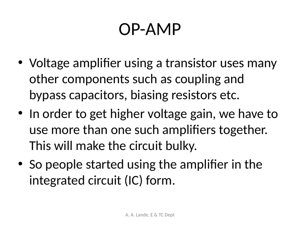 ANALOG CIRCUITS A. A. Lande, E & TC Dept Course - slide 5 of 96